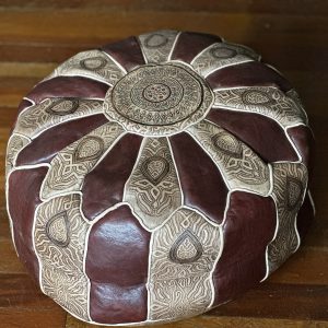Embroidered Leather Pouf